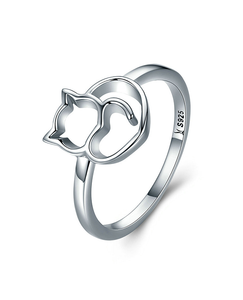 SILVER CAT RING